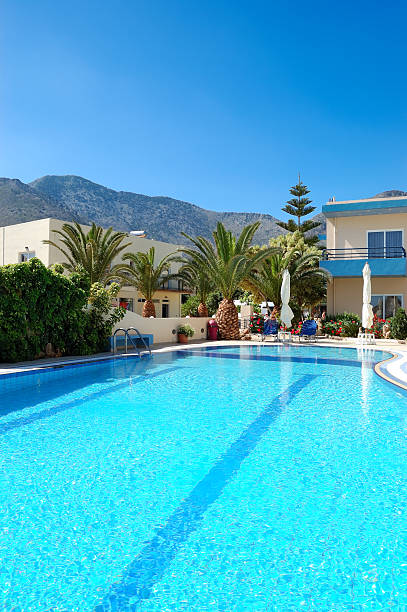 istock Swimming pool at the luxury villa, Crete, Greece 119857435