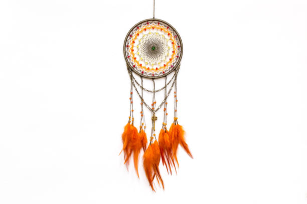 istock Handmade dream catcher with feathers threads and beads rope hanging 1198574696