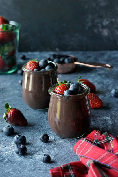 istock Chocolate Pudding Mousse with Strawberry and Blueberry 1198578174