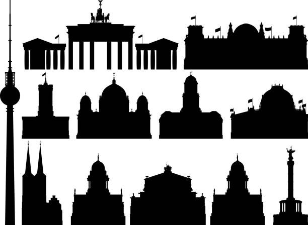 Berlin Berlin skyline. brandenburger tor stock illustrations