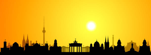 ilustrações de stock, clip art, desenhos animados e ícones de berlin (all buildings are complete and moveable) - berlin germany skyline silhouette brandenburg gate