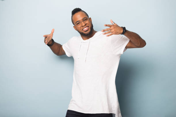 istock Happy african American male dancing having fun in studio 1198585674