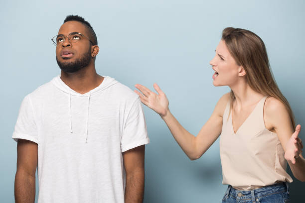 istock Multiracial couple having disagreement close to breakup situation 1198585693