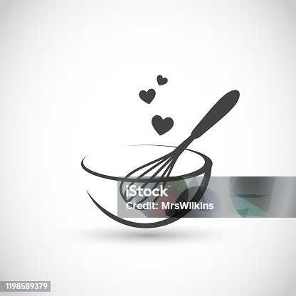 istock Cute vector illustration - hand beater with a bowl 1198589379