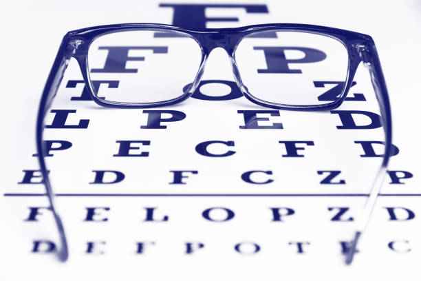istock Glasses on the chart for eye examination. 1198591042