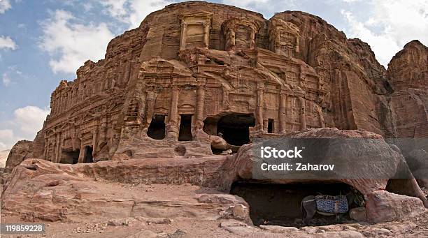 Panoramic Shot Of The Royal Tombs In Petra Jordan Stock Photo - Download Image Now
