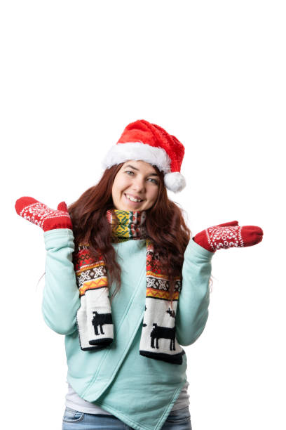 istock Photo of brunette in Santa's cap 1198592736