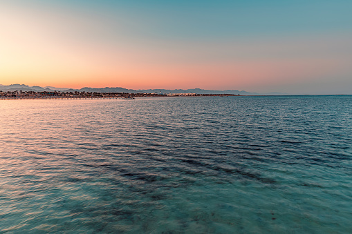 Beautiful sunset on the Red Sea, Sharm El Sheikh, Egypt. Vacation concept.