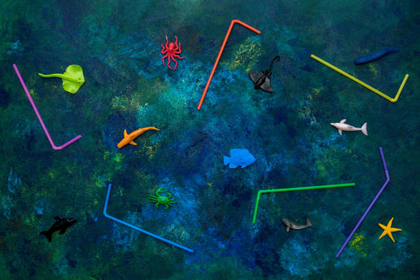 istock Marine life and plastic tubes. Art concept. 1198595027