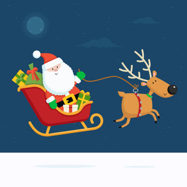 Santa and Sleigh vector art illustration