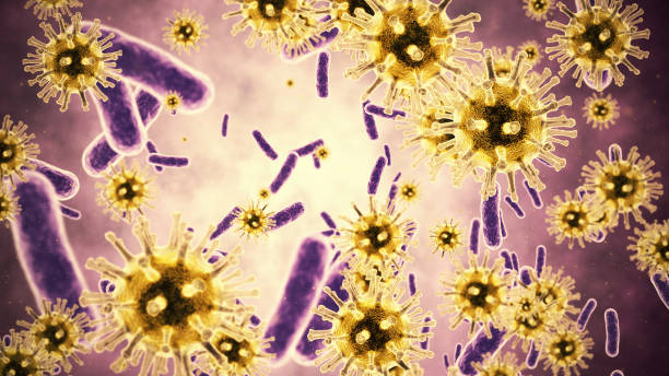 primer plano de la bacteria - hiv cell human cell retrovirus fotografías e imágenes de stock