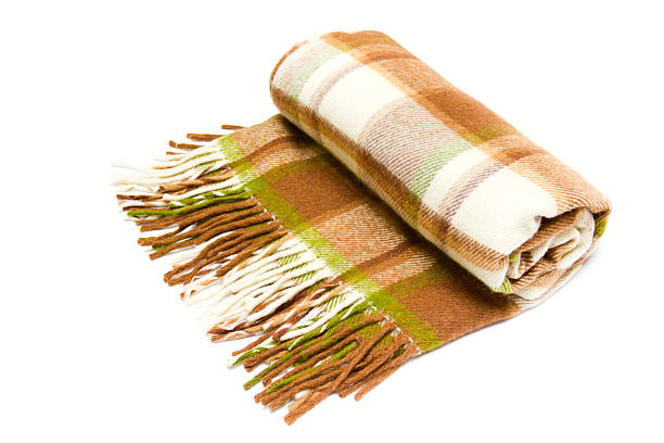istock beige-brown woolen plaid isolated on white 119859956