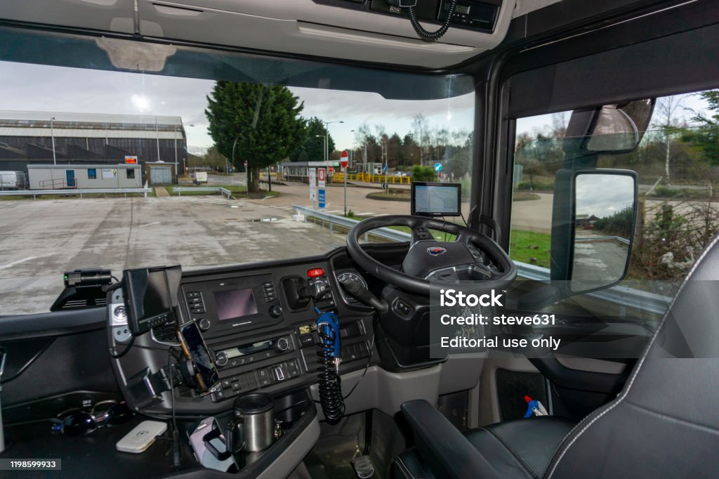 Scania V8 Semi Truck Interior View Of Drivers Cockpit Stock Photo -  Download Image Now - iStock