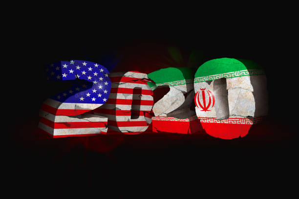 istock 3D Rendering idea for a new decade beginning with escalating tension between the USA and Iran. 1198600062