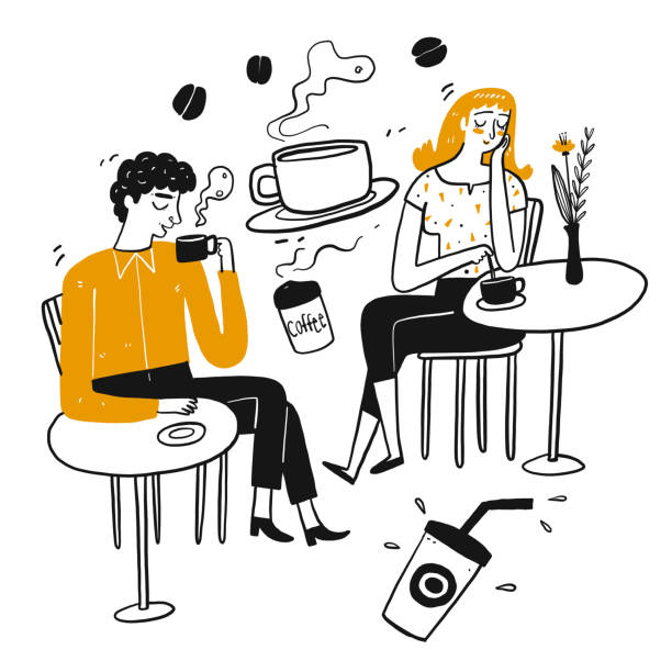 rysunek charakter ludzi, przerwa na kawę. - coffee time stock illustrations
