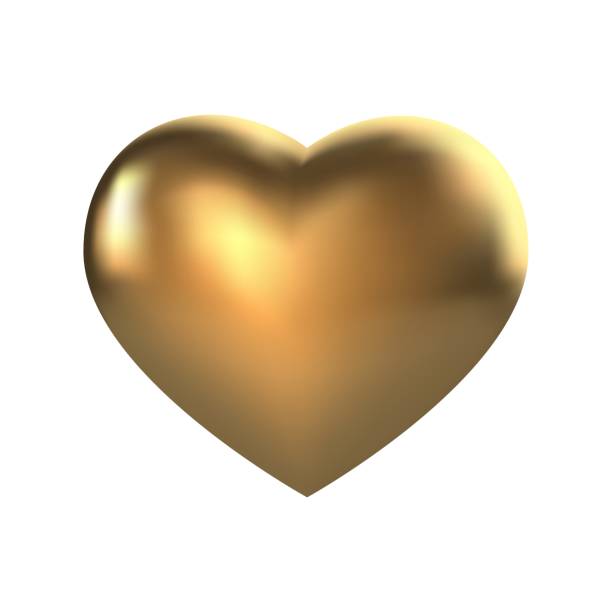 istock Golden heart. 3D love symbol isolated on white background. Element for congratulatory composition. Vector illustration. 1198604201