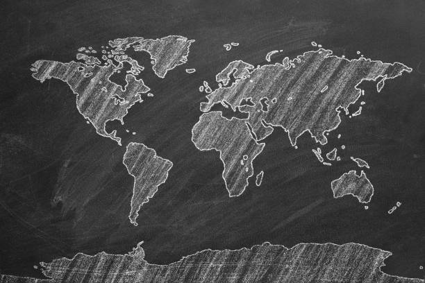 carte du monde - photography chalk blackboard globe photos et images de collection