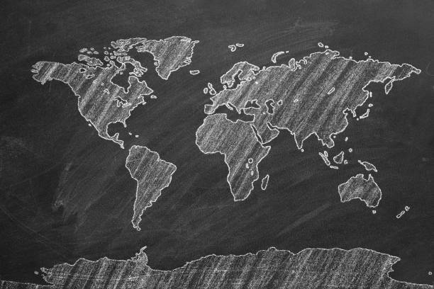 세계 지도 - photography chalk blackboard globe 뉴스 사진 이미지