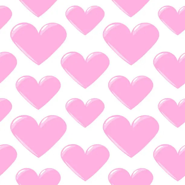 Vector illustration of Seamless pattern with pink 3d hearts. Love seamless pattern. Pattern to valentines day or wedding
