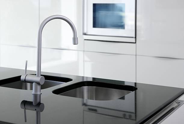 istock kitchen faucet oven modern black and white 119860901