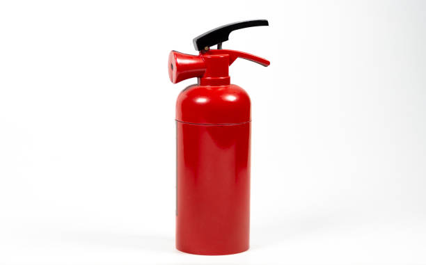 istock red fire extinguisher on white background. 1198612826