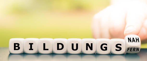 istock Hand turns a dice and changes the German word 