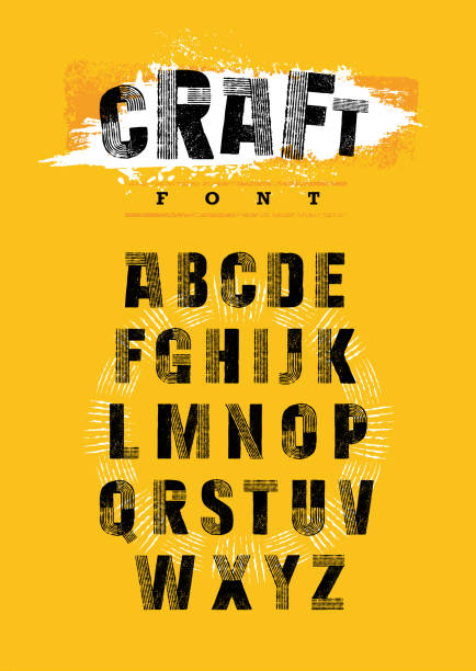 Organic Craft Urban Farm Font. Local Farm Market Food Letters Vector Concept. Artisanal Rough Letters vector art illustration