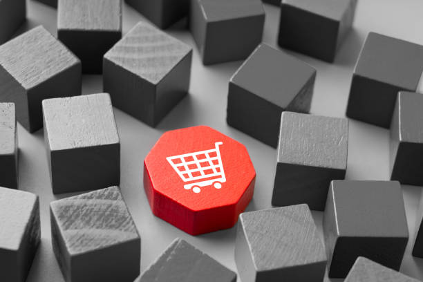 istock Online shopping icon on colorful puzzle cube 1198618647