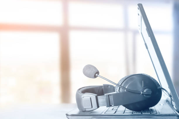 VOIP headset  concept for communication, it support, call center and customer service help desk