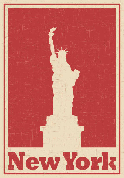 illustrazioni stock, clip art, cartoni animati e icone di tendenza di statua della libertà - new york city skyline new york state freedom