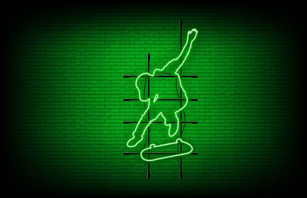 istock abstract background of green Skateboarder neon sign 1198624973