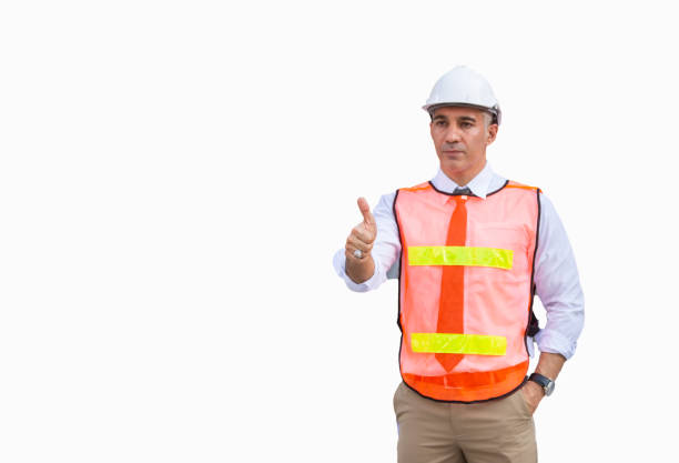 istock Engineer Showing Thumbs Up Sign Against White Background 1198627307