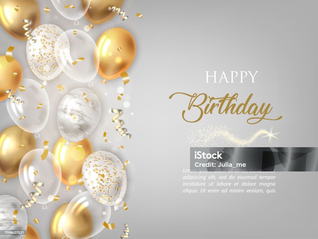 Happy Birthday Background With Golden Balloons Stock Illustration ...