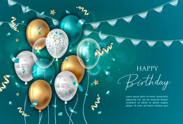 ilustrações, clipart, desenhos animados e ícones de fundo feliz do aniversário com balões. - birthday background