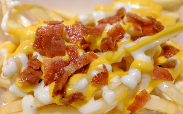 istock cheese fries with meat slice closeup macro view 1198630437