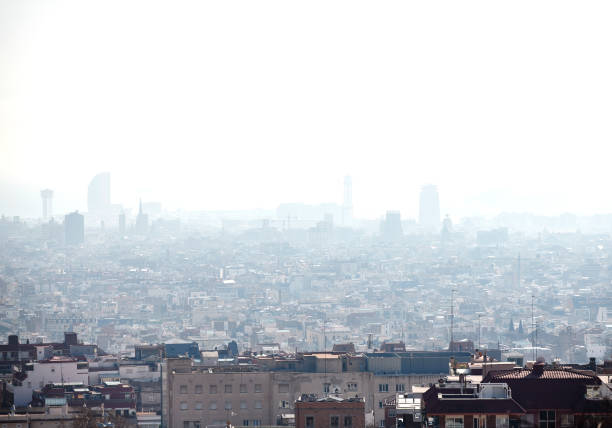 istock Misty view of Barcelona from above 1198635903