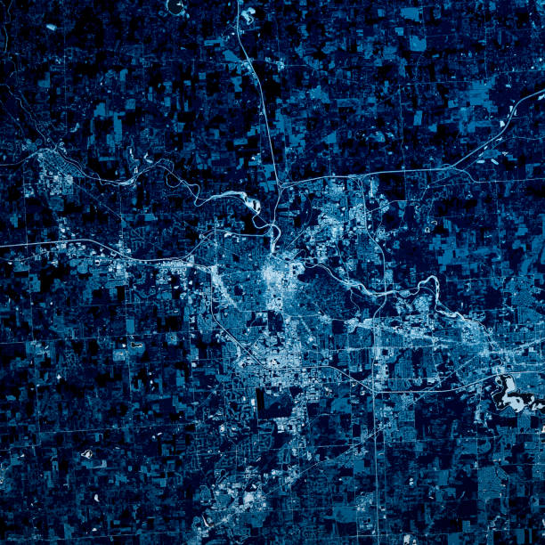 istock Ann Arbor Michigan 3D Render Map Blue Top View Aug 2019 1198636500