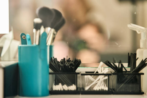 istock Professional brushes for applying makeup from natural pile. Products for makeup artists 1198636591