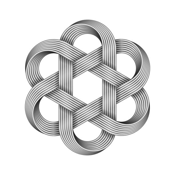 ilustrações de stock, clip art, desenhos animados e ícones de hexagonal chinese knot made of crossed metal wires. traditional ancient symbol. vector illustration. - celtic culture tied knot decoration pattern