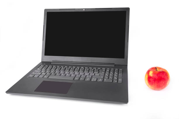 istock Modern slim lightweight laptop  with an apple 1198638968