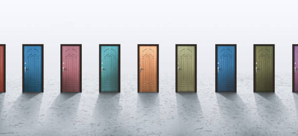 istock Variety of multicolor doors over grey background 1198639890