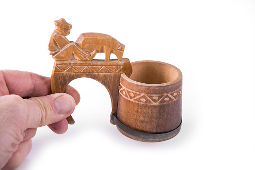 Wooden mug used by sheep breeders in the  mountains
