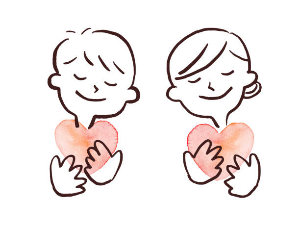 ilustracja osoby trzymającej serce - wdzięczność ilustracje stock illustrations