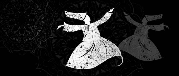 stockillustraties, clipart, cartoons en iconen met vector islam dance sufi derwisjen religie. wervelende dansen van derwishes. - rohingya