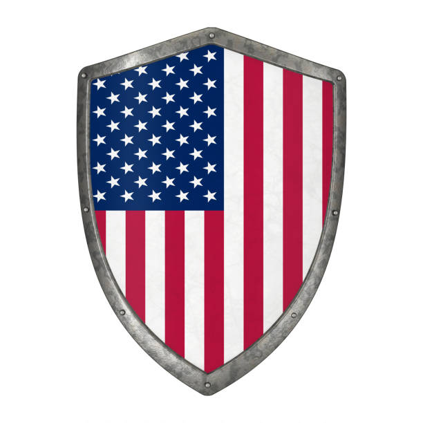 shield flag america american usa emblem country state shape 3D