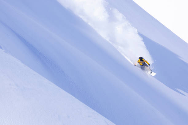 istock Snowboarder turning in deep powder in Alaska. 1198650436