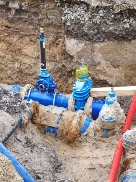 istock Plastic tubes for drink water. Reneval potable water system 1198650520
