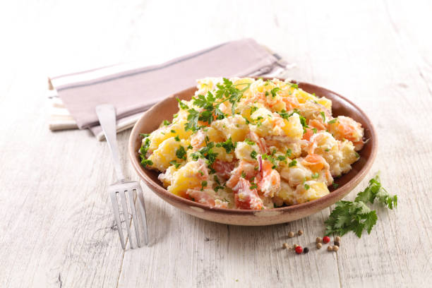istock potato salad with salmon, cream and herbs 1198652011