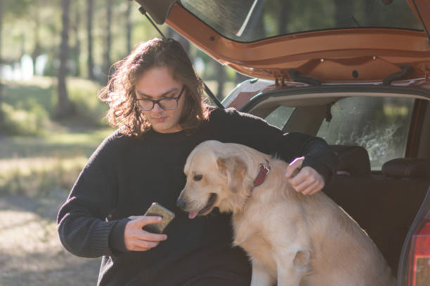 istock Young man selfie with his dog 1198653106