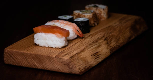 istock Sushi on a wooden platter 1198653280